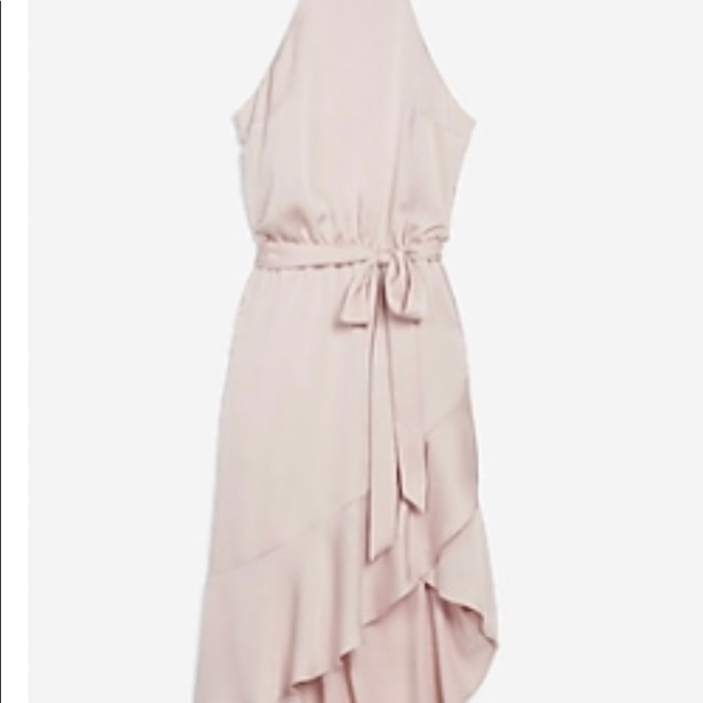 High Neck Asymmetrical Fit and Flare Dress